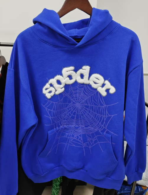 Sp5der OG Rhinestone Logo Hoodie 'Blue'