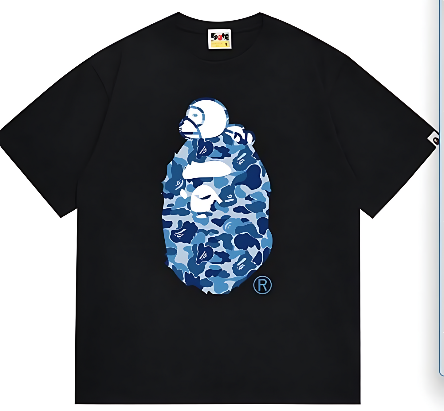 A Bathing Ape Color Camo Milo On Big Ape Tee - Blue Camo
