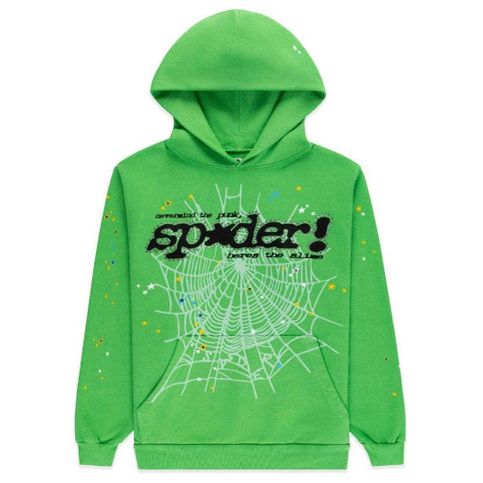 Sp5der Punk V2 Rhinestone Hoodie Green
