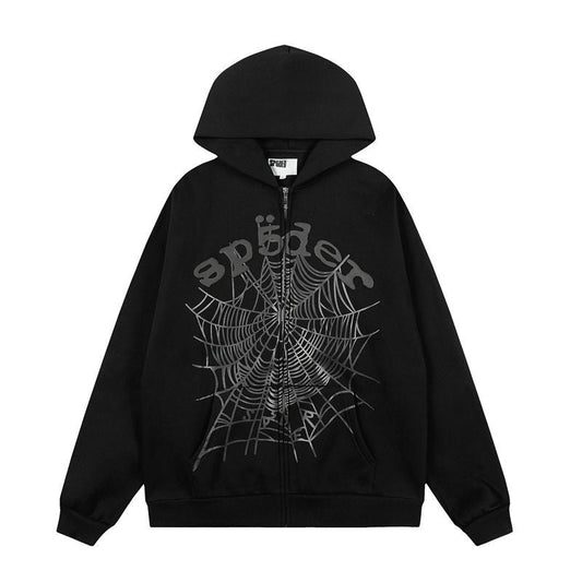 Sp5der OG Web V2 Phantom Zip Up Hoodie Black