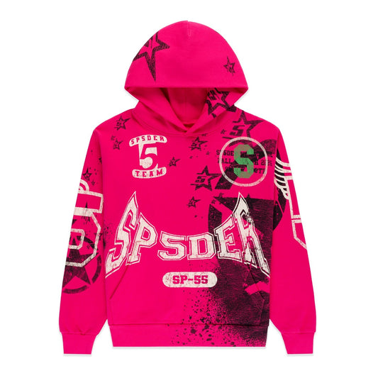 SP5DER Stencil Hoodie Pink