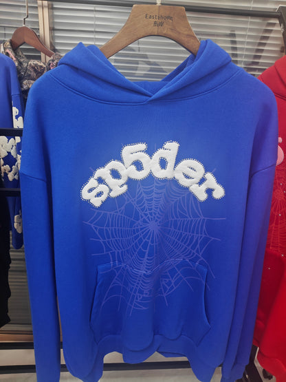 Sp5der OG Rhinestone Logo Hoodie 'Blue'