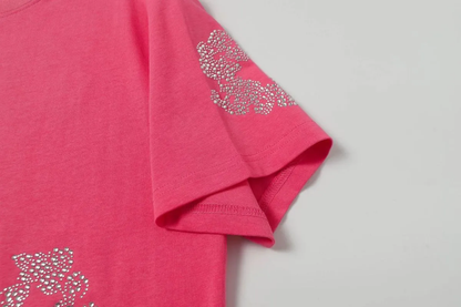 Denim Tears Rhinestone Cotton Wreath T-Shirt Red