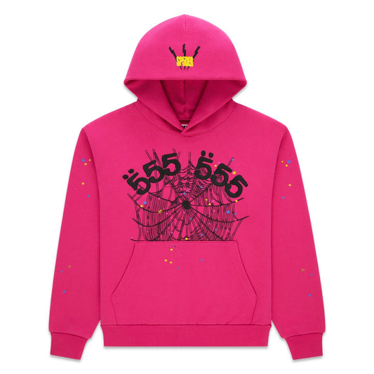 Sp5der Angel Number Hoodie Pink
