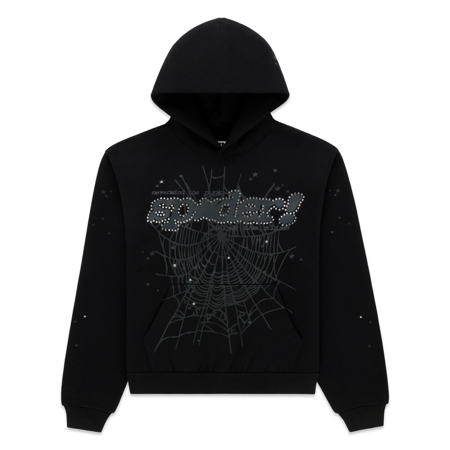 Sp5der Punk V2 Rhinestone Hoodie Black