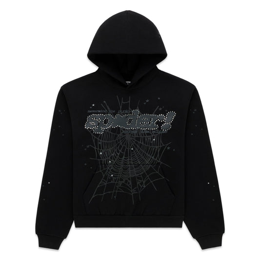 Sp5der Punk V2 Rhinestone Hoodie Black