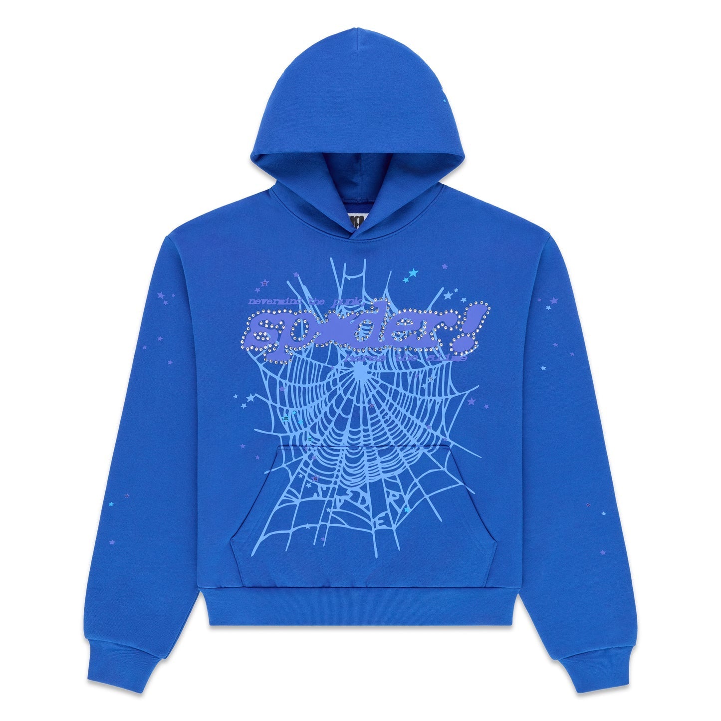 Sp5der Rhinestone Punk V2 Hoodie Royal Blue