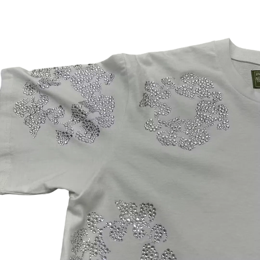 Denim Tears Rhinestone Cotton Wreath T-Shirt White