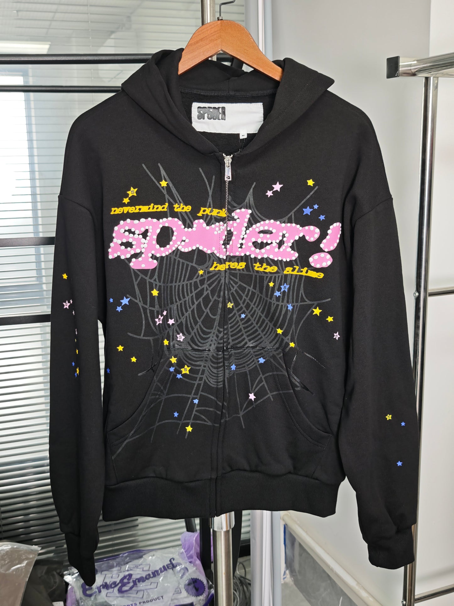 Sp5der Punk V2 Zip Up Hoodie Black