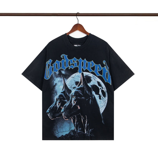 Godspeed Doberman Moon Graphic T-Shirt Black