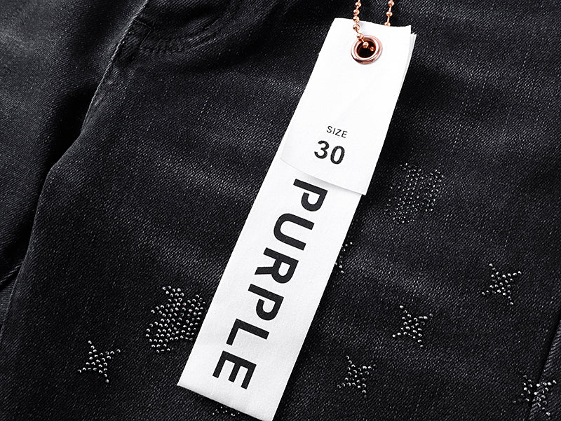 Purple Brand Laser Monogram Flare Jeans Black