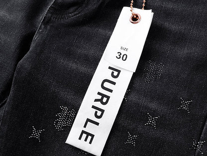 Purple Brand Laser Monogram Flare Jeans Black