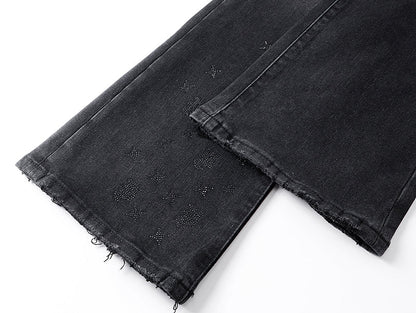 Purple Brand Laser Monogram Flare Jeans Black