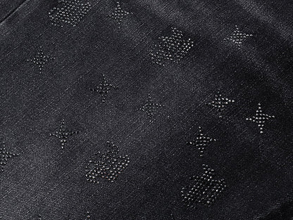 Purple Brand Laser Monogram Flare Jeans Black