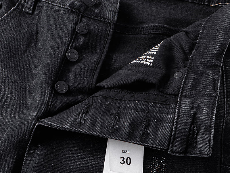 Purple Brand Laser Monogram Flare Jeans Black