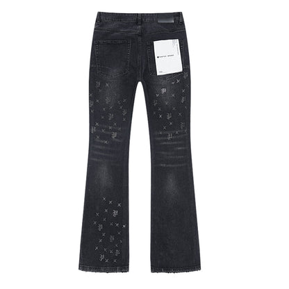 Purple Brand Laser Monogram Flare Jeans Black