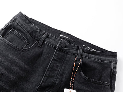 Purple Brand Laser Monogram Flare Jeans Black