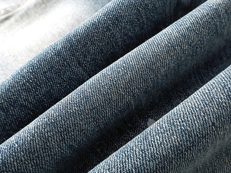 Purple Brand Wordmark Print Mud Flare Jeans Mid Indigo