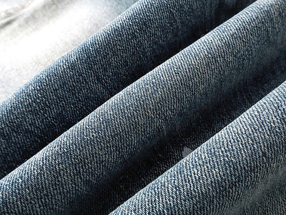 Purple Brand Wordmark Print Mud Flare Jeans Mid Indigo