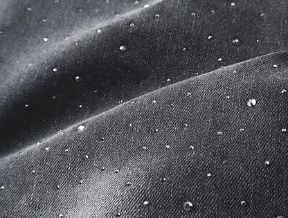 Purple Brand P004 Rhinestone Splatter Flare Jeans Washed Black
