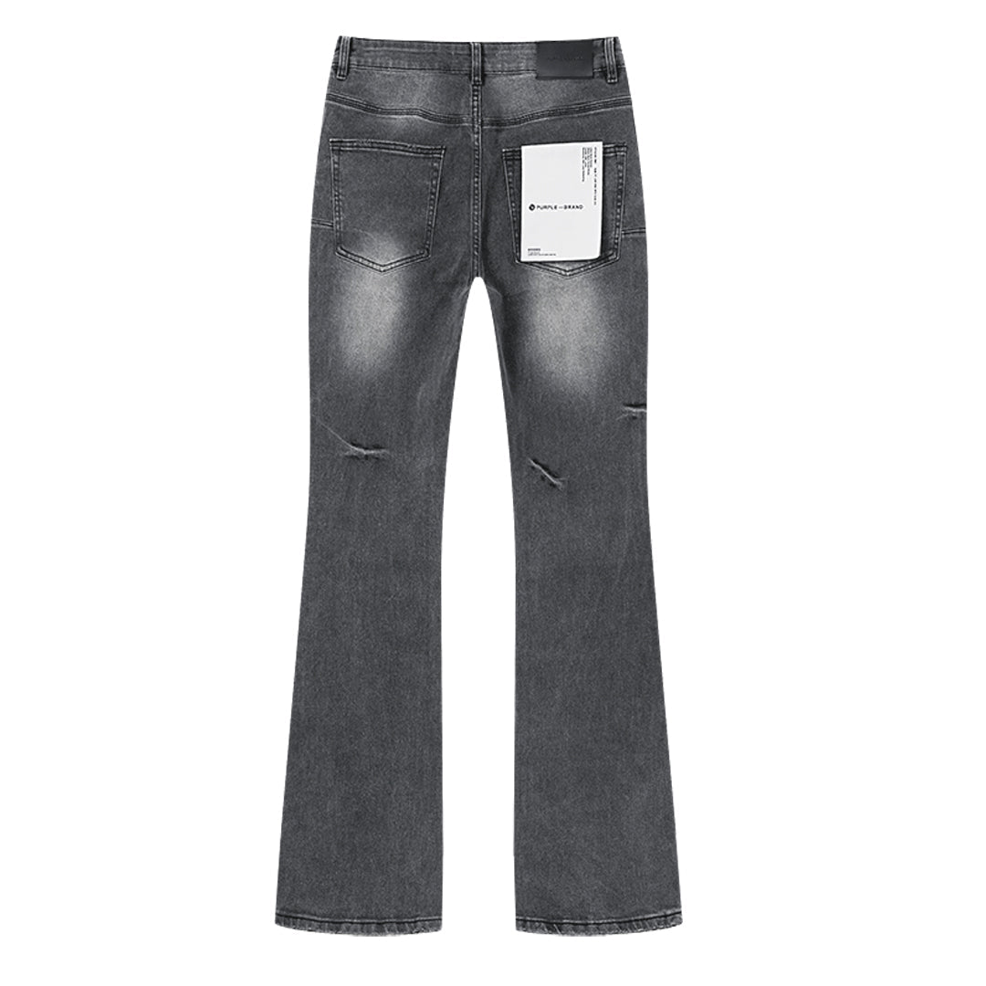 Purple Brand P004 Rhinestone Splatter Flare Jeans Washed Black