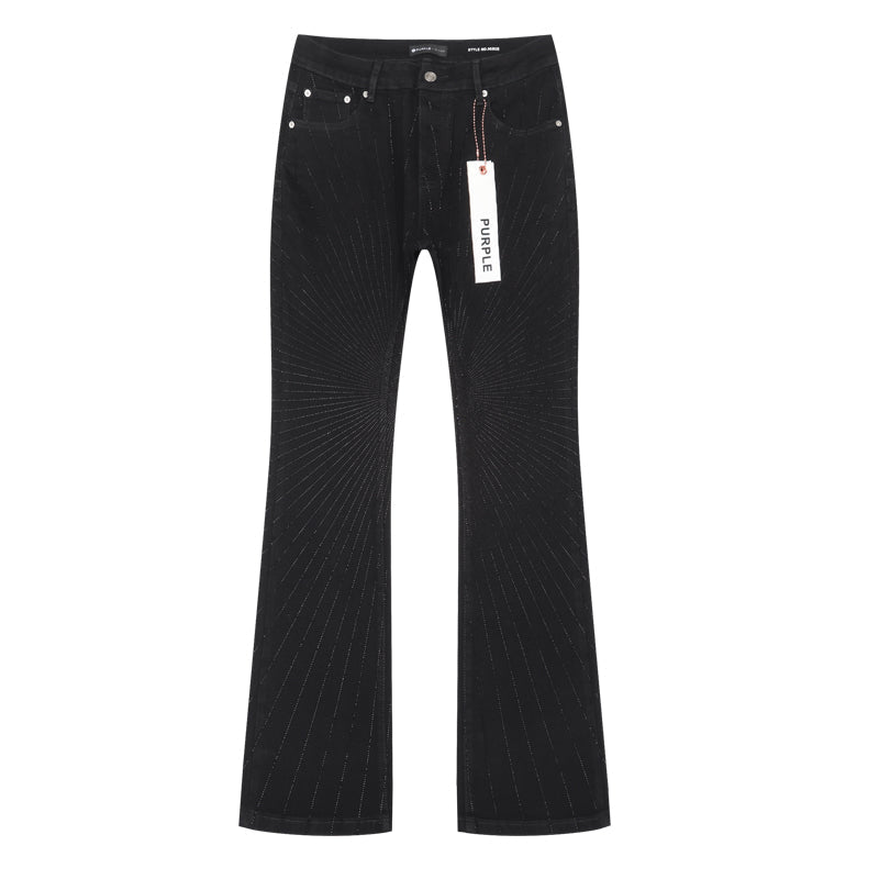 Purple Brand Striped Flared Jeans Black