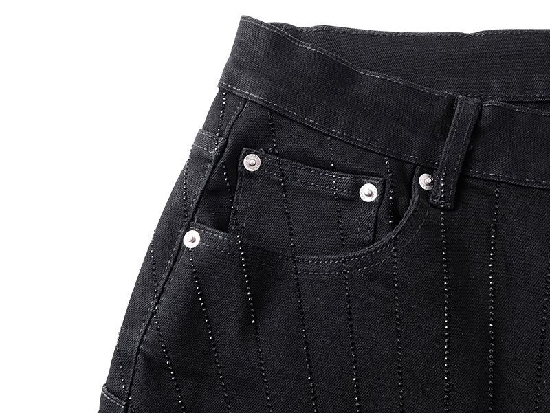 Purple Brand Striped Flared Jeans Black