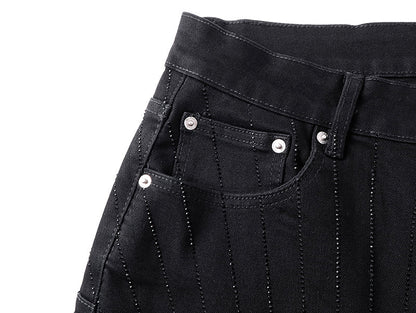 Purple Brand Striped Flared Jeans Black