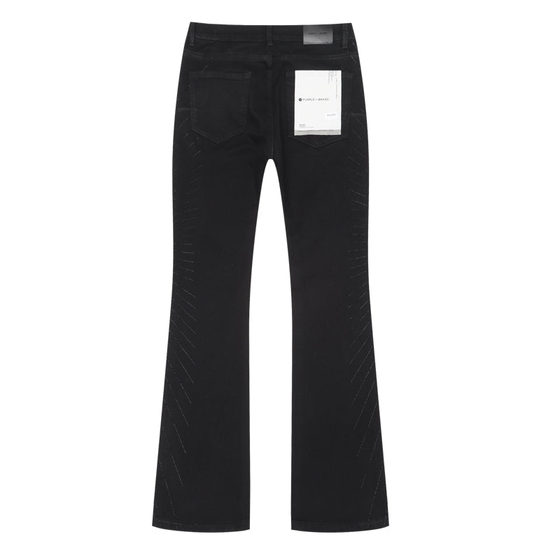 Purple Brand Striped Flared Jeans Black