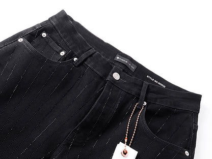 Purple Brand Striped Flared Jeans Black