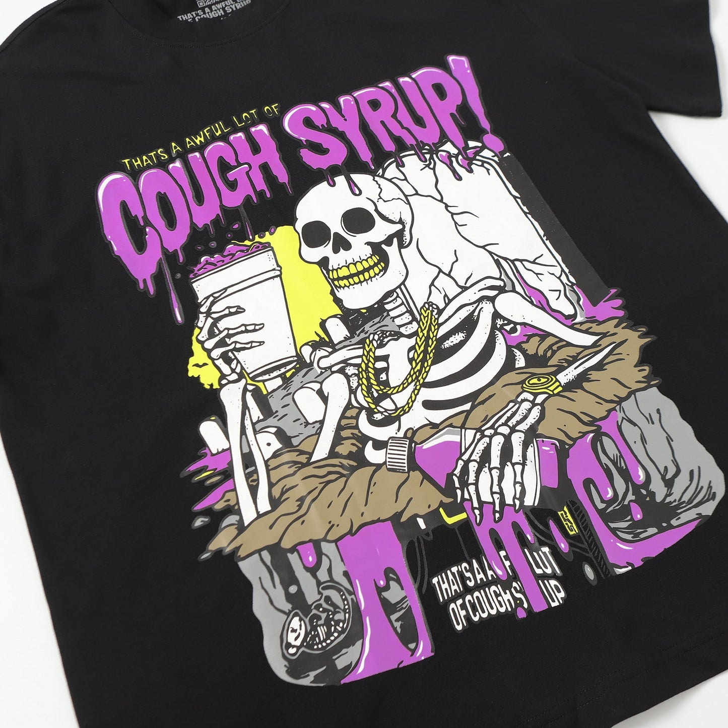 That's A Awful Lot Of Cough Syrup Skeleton Grave Graphic T-Shirt