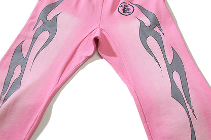 Hellstar Tribal Flame Graphic Print Sweatpants Pink
