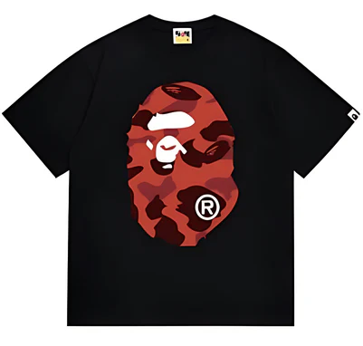 BAPE Red ABC Camo Big Ape Head Tee