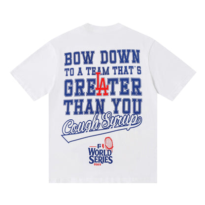 That's A Awful Lot Of Cough Syrup Godzilla Dodgers World Series Graphic Tee White