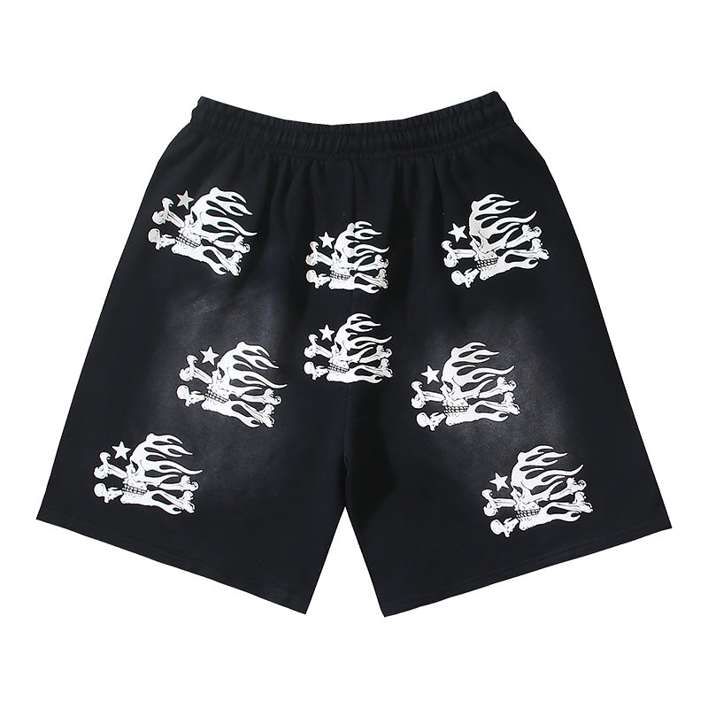 Hellstar Skull Shorts - Vintage Washed Black Sweat Shorts
