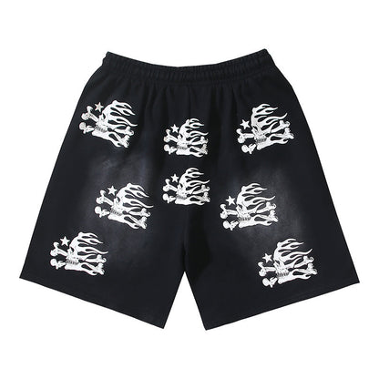Hellstar Skull Shorts - Vintage Washed Black Sweat Shorts