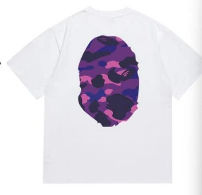 BAPE Purple ABC Camo Big Ape Head Tee White