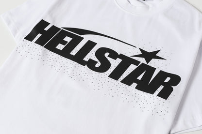 Hellstar Graphic Logo Rhinestone Vintage White T-Shirt