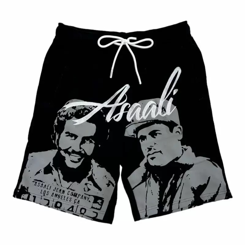 Asaali "Oreo Cartel" Graphic Fleece Shorts - Black