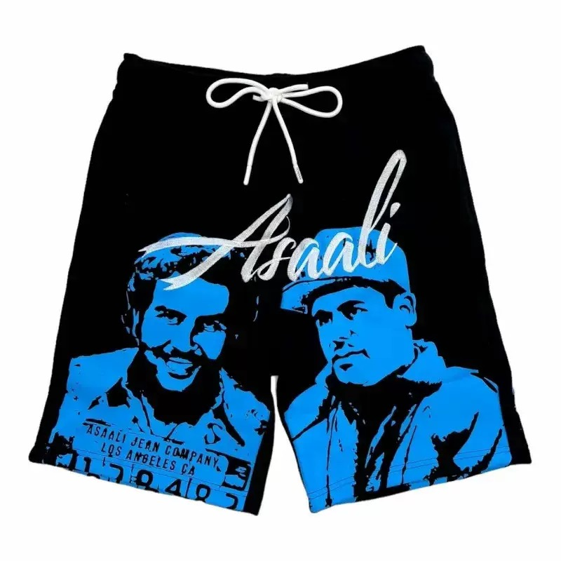 Asaali "Oreo Cartel" Graphic Fleece Shorts - Blue