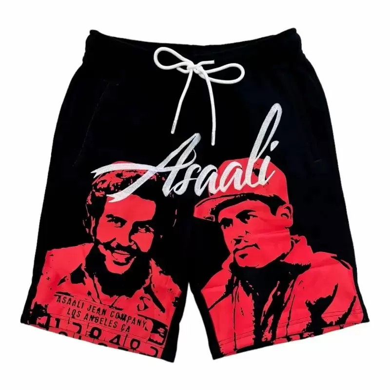 Asaali "Oreo Cartel" Graphic Fleece Shorts - Red