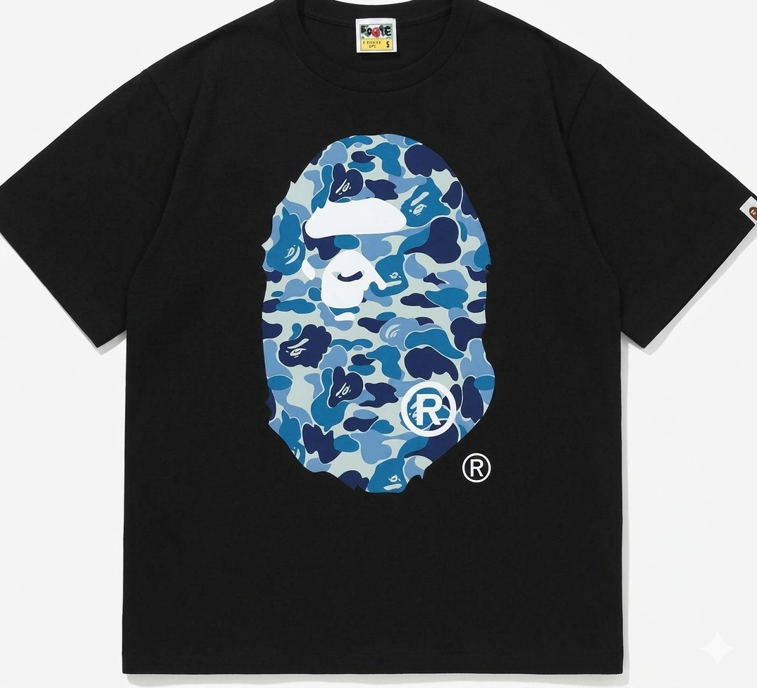 A Bathing Ape BAPE Big Ape Head Tee Blue Camo
