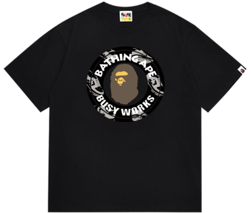 BAPE Layered Line Camo Busy Works Tee Black