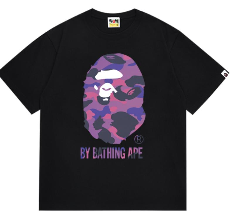 A Bathing Ape BAPE Big Ape Head Tee Black Purple Camo
