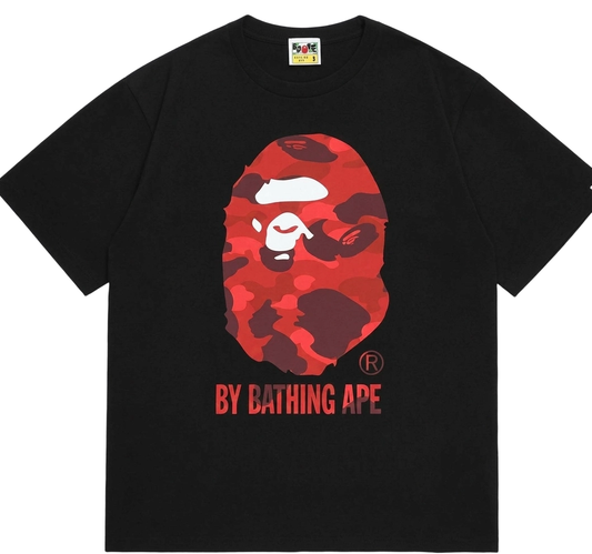 A Bathing Ape BAPE Big Ape Head Tee Black Red Camo