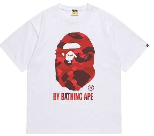 A Bathing Ape BAPE Big Ape Head Tee White Red Camo