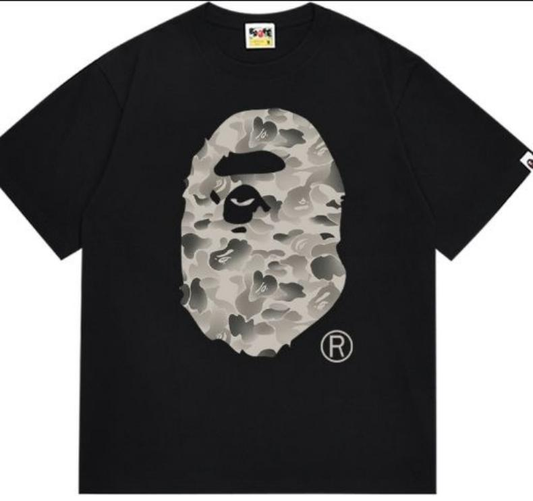 BAPE Honeycomb Camo Big Ape Head Tee Black/Grey