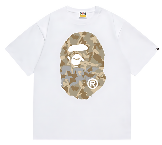BAPE Sand Camo Big Ape Head Tee White