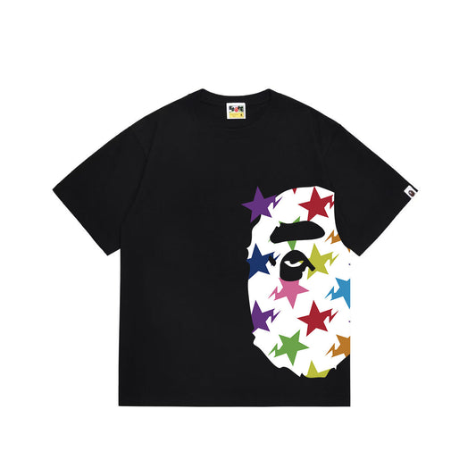 BAPE Multi-Color Sta Pattern Side Big Ape Head Tee Black