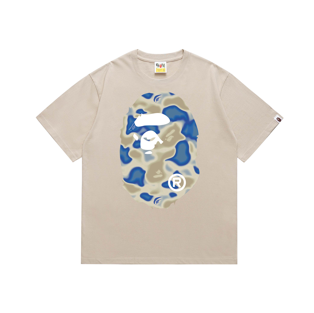 BAPE Liquid Camo Big Ape Head T-Shirt Beige Blue